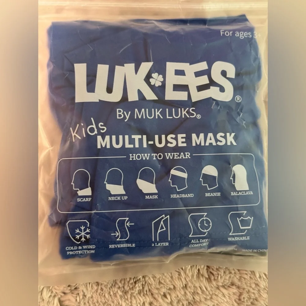 Muk Luks Kids Multi Use Blue Face Mask